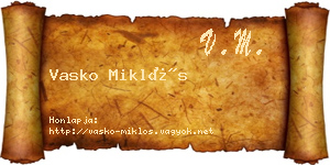 Vasko Miklós névjegykártya
